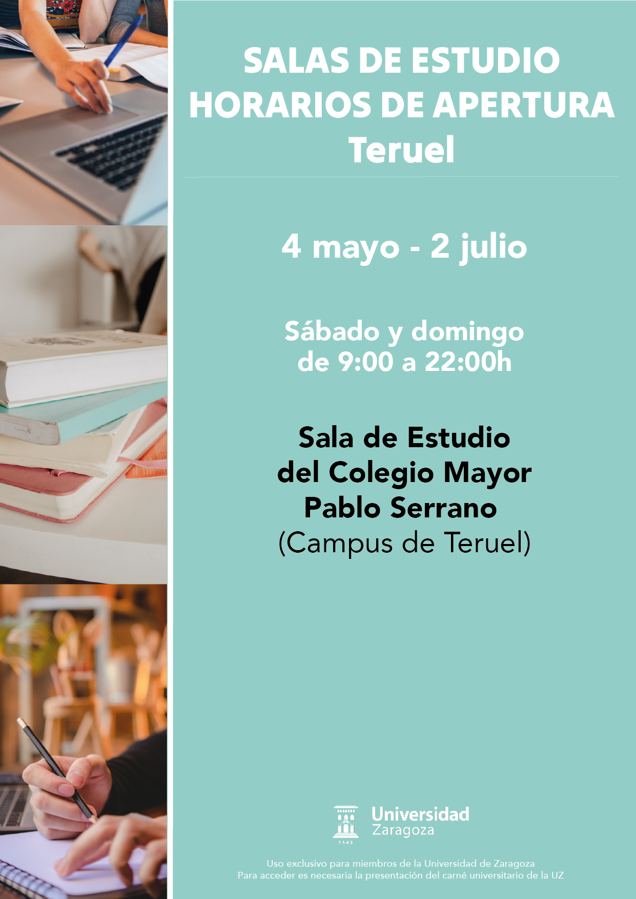 Cartel Salas de Estudio - Mayo-Julio Teruel 2024